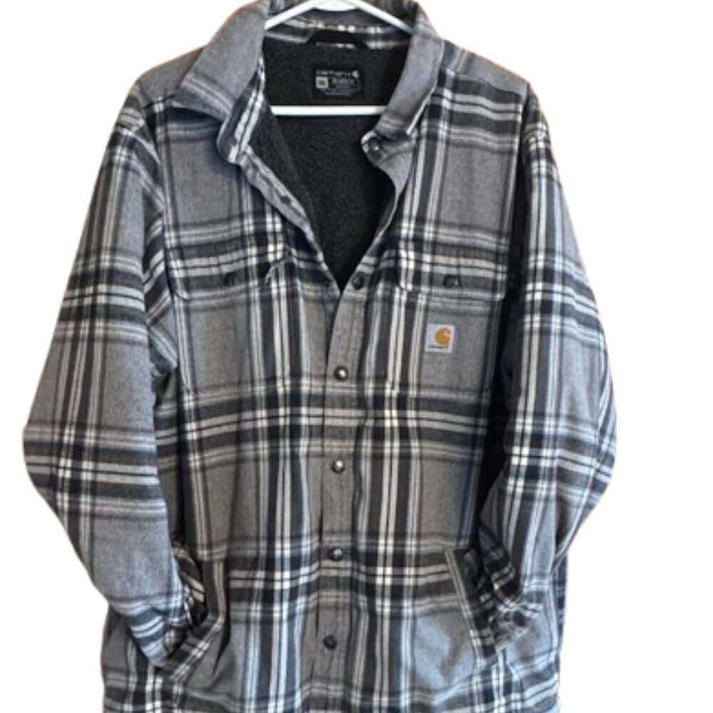 Carhartt Sherpa Lined Plaid Long Sleeve Shirt Jacket Size 2XL (K)
